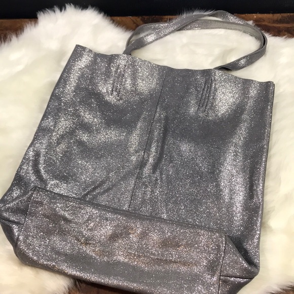 Merona Handbags - Sparkling silver genuine leather tote